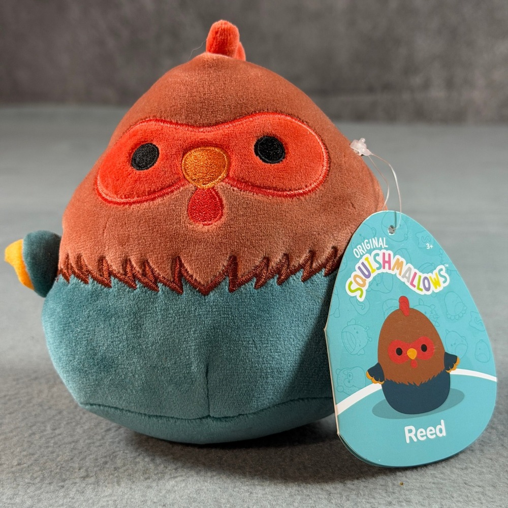 Squishmallows 5 Inch Reed the Rooster Teal Brown Plush Kellytoy S5 #1707 NWT